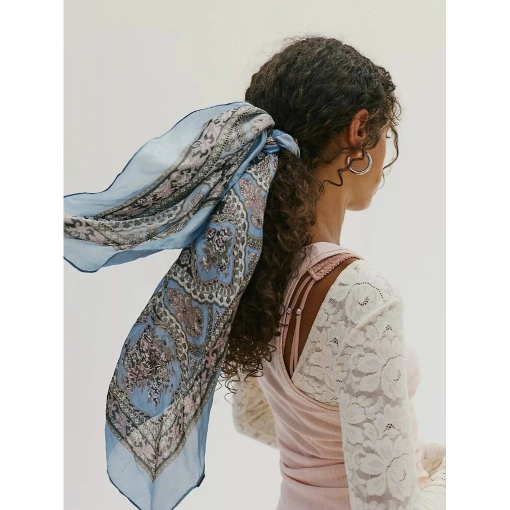Free People So Silk Printed Bandana Scarf Tube Top Belt Floral Paisley Wrap OS